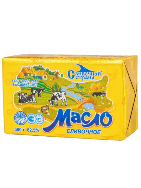 Масло сладко-сливочное несоленое традиционное 82,5% Сливочная страна 500г