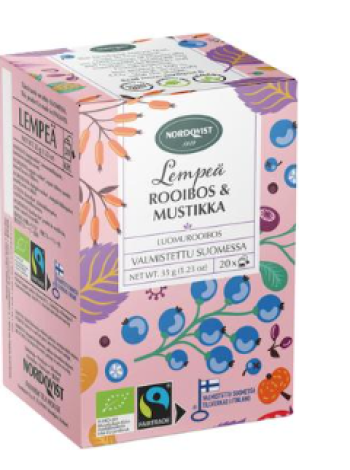 Чай органический в пакетиках Nordqvist Нежный ройбуш с черникой 20 x 1,75 г