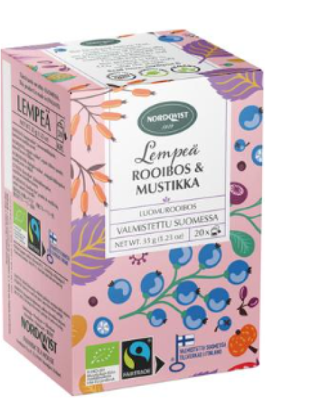 Чай органический в пакетиках Nordqvist Нежный ройбуш с черникой 20 x 1,75 г