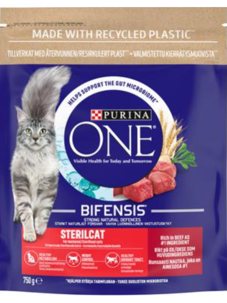 Сухой корм ​​для кошек Purina One Sterilcat 750 г говядина и пшеница