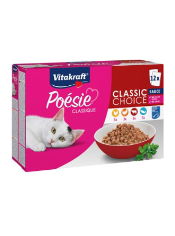 Влажный корм для кошек Vitakraft Poésie Classique 12х85г 3шт курица, 3шт индейка, 3шт говядина, 3шт рыба в соусе 