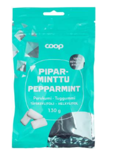 Жевательная резинка с ксилитом и мятой Coop täysxylitolipurukumi piparminttu 130 г