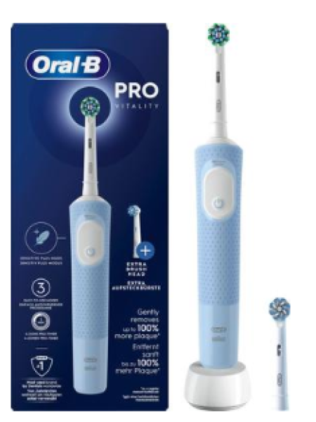 Электрическая зубная щетка Oral-B Vitality PRO Blue + дополнительная сменная щетка