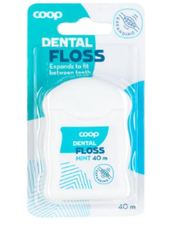Вощеная зубная нить Coop hammaslanka minttu 40 м с мятным вкусом