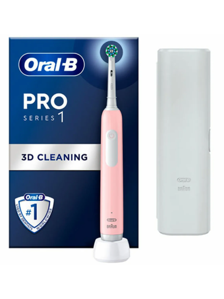 Электрическая зубная щетка + дополнительная сменная щетка Oral-B PRO Series1 розовая