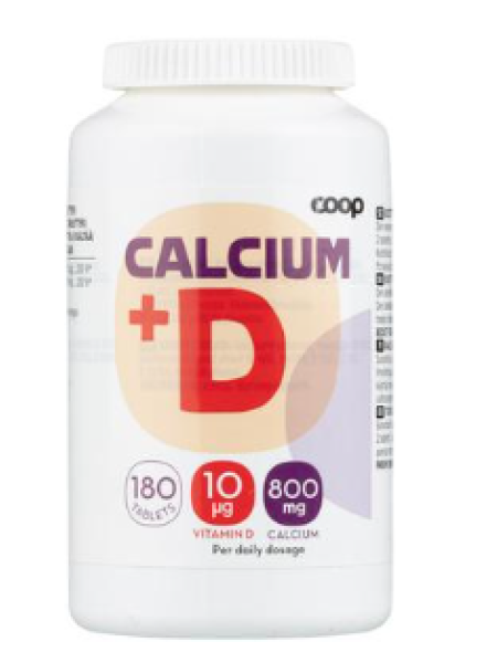 Пищевая добавка с кальцием и витамином D Coop Kalsium 800mg + D 180шт