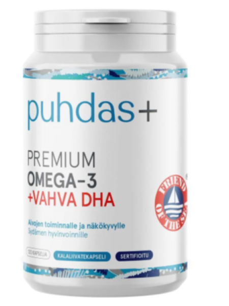 Пищевая добавка PUHDAS+ PREMIUM OMEGA-3 +VAHVA DHA 120капсул