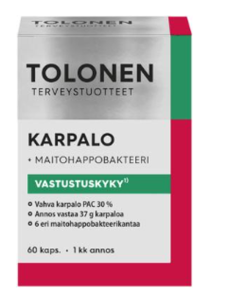 Витамины Tri Tolonen Karpalo + молочнокислые бактерии 60 капсул