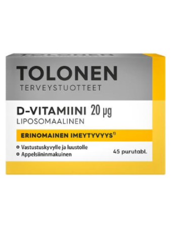 Пищевая добавка Tri Tolonen Liposomaalinen D3-vitamiini 20µg 24г 45капсул