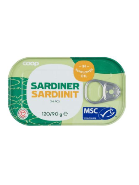 Сардины в масле Coop Sardiinit 120 г MSC 120/90 г