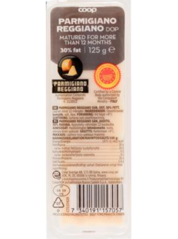 Сыр твердый Пармиджано Реджано Coop Parmigiano Reggiano 125г