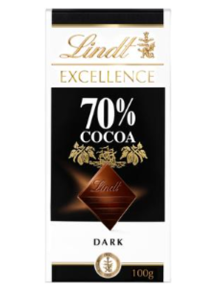 Плитка темного шоколада Lindt Excellence 70% 100г
