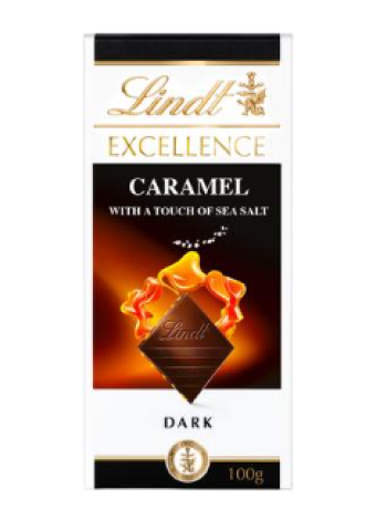 Плитка темного шоколада Lindt Excellence 100г с карамелью и морской солью 