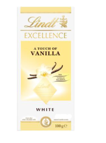 Плитка белого шоколада Lindt Excellence White Vanilla 100г