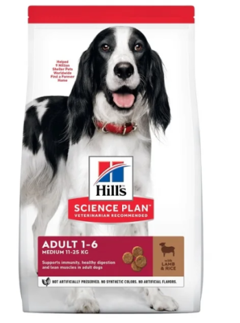 Сухой корм для взрослых собак среднего размера Hill's Science Plan 2,5кг ягненок и рис 
