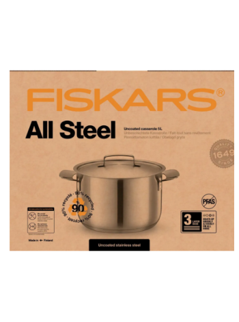 Кастрюля с крышкой из нержавеющей стали Fiskars All Steel 5,0л