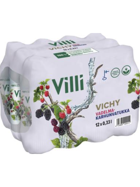 Газированная вода со вкусом малины и ежевики Villi Vichy vadelma-karhunvatukka 0,33л х12 шт