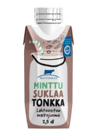 Молочный напиток со вкусом мятного шоколада Maitomaa Minttusuklaatonkka UHT 2,5dl без лактозы