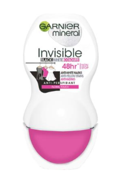 Дезодорант шариковый женский Garnier Mineral Woman Invisible Black, White & Colors 50мл