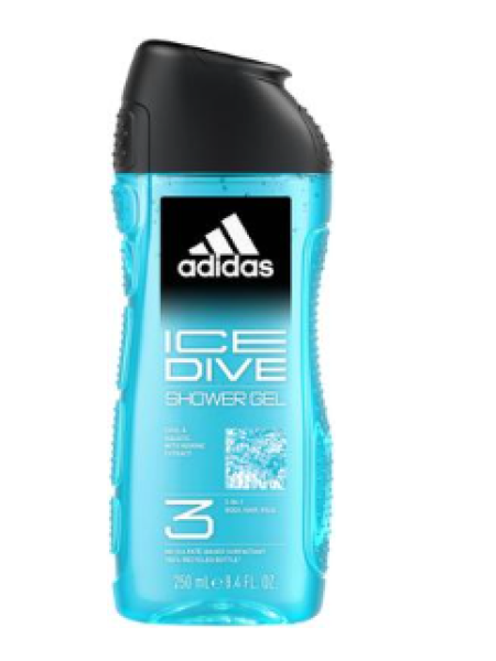 Гель для душа мужской Adidas Ice Dive 3в1 250мл со свежим морским ароматом