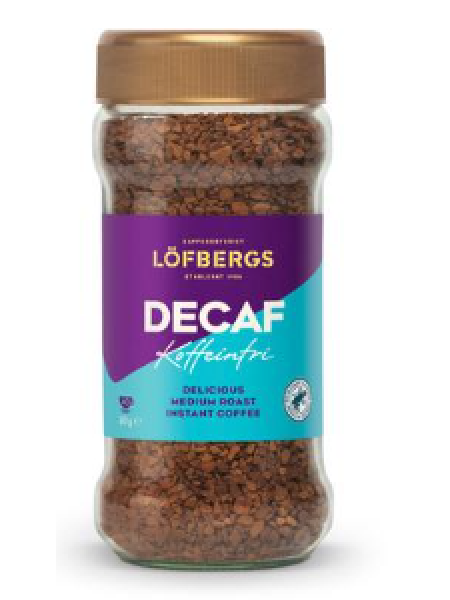 Растворимый кофе без кофеина Löfbergs Rainforest Alliance 80г стекло