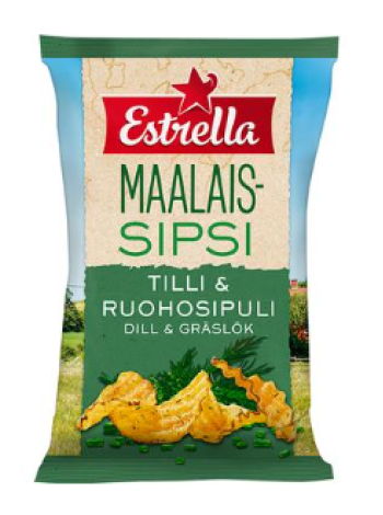 Чипсы с укропом и чесноком Estrella Maalaissipsi Tilli & Ruohosipuli 180г