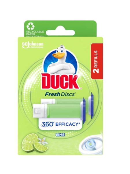 Гелевый освежитель для унитаза сменный блок Duck Fresh Discs 2x36 мл цитрусовый аромат