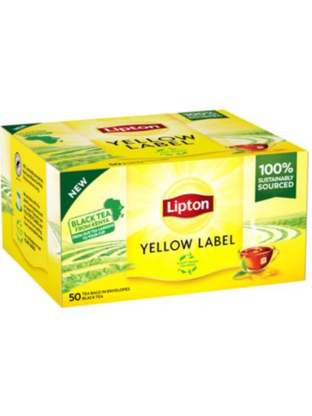 Черный чай в пакетиках Lipton Yellow Label 50шт/100г
