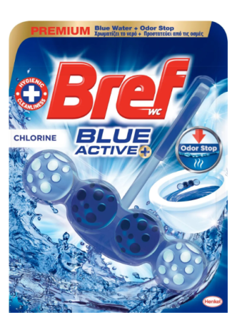 Освежитель для туалета Bref Blue Active Chlori 50г