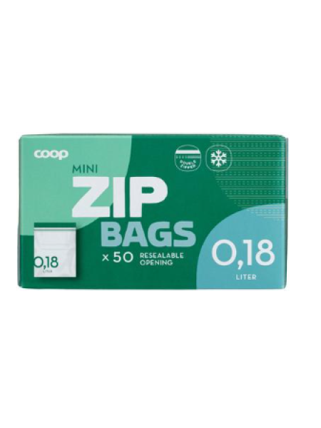 Пакеты закрывающиеся мини Coop mini Zip 0,18л х 50шт