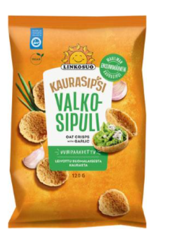 Чипсы овсяные с чесноком Linkosuo Kaurasipsi valkosipuli 120г