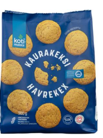 Хрустящее овсяное печенье Kotimaista 300г без лактозы