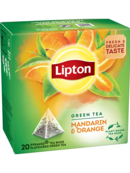 Ароматизированный зеленый чай Lipton Mandarin Orange Pyramidi в пакетиках