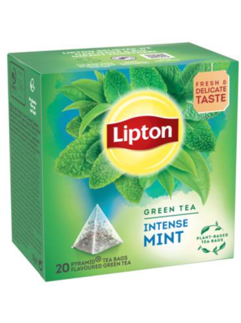 Зеленый чай с освежающим вкусом мяты Lipton Green Mint 20шт в пакетиках