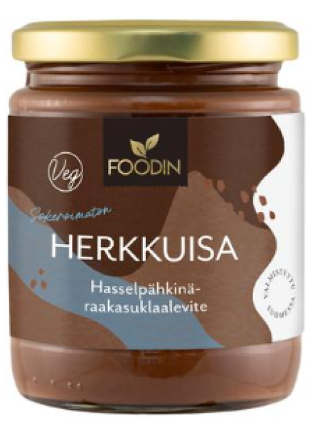 Несладкая шоколадно-ореховая паста Foodin Herkkuisa Hasselpähkinä 230г