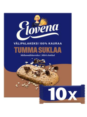 Батончики Elovena Välipalakeksi Tumma Suklaa 10 х 30г темный шоколад 