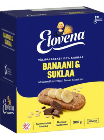 Злаковые батончики Elovena 10х30г банан-шоколад