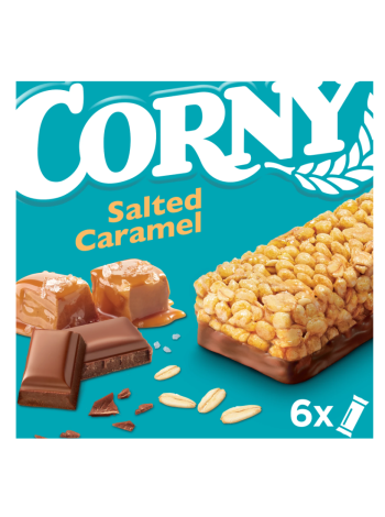 Злаковые батончики Corny Salted Caramel 6х23г с молочным шоколадом, карамелью и морской солью