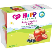 Органическое фруктовое пюре с яблоком, клубникой и черникой HiPP 4x100 г 6 месяцев 