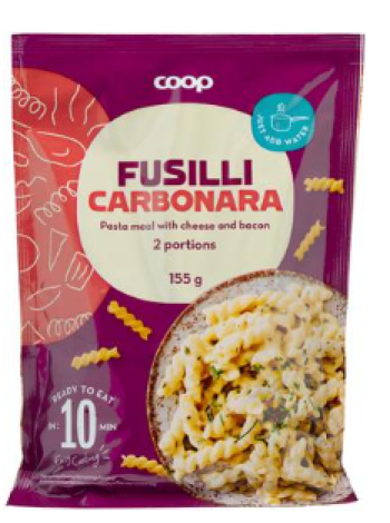 Готовая еда паста быстрого приготовления Coop Fusilli Carbonara 155 г