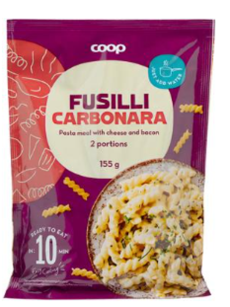 Готовая еда паста быстрого приготовления Coop Fusilli Carbonara 155 г