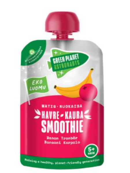 Смузи Green Planet Astronauts ORGANIC овсяный клюква-банан 100г 5 месяцев