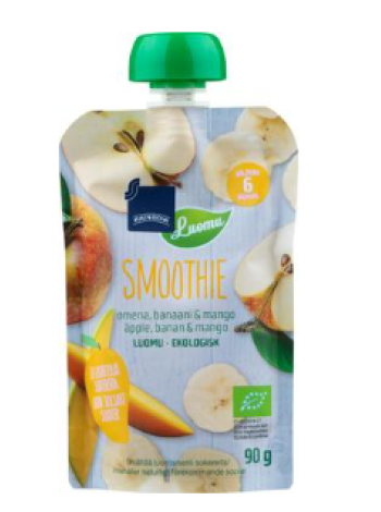 Органический смузи Rainbow яблоко, банан и манго 90 г 6 месяцев