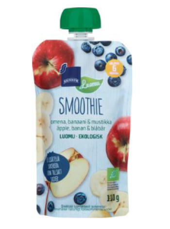 Органическое фруктовое пюре Rainbow Smoothie 110г с 6 месяцев яблоко-банан-черника