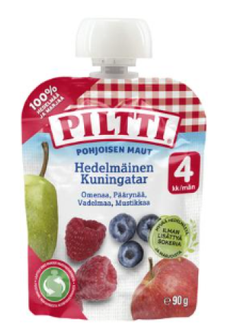 Фруктовым пюре Piltti Hedelmäinen Kuningatar 90г