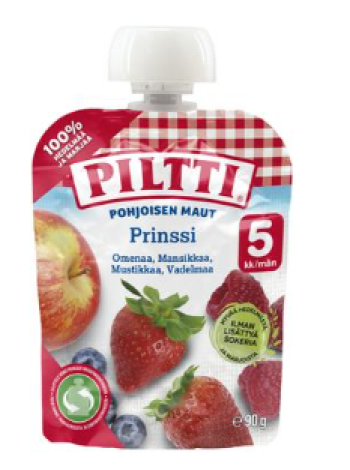 Фруктовое пюре Piltti Prince 90г с 5 месяцев