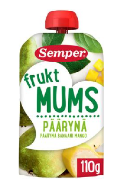 Фруктовое пюре Semper Fruktmums Päärynää, Banaania Ja Mangoaс 6 месяцев 110 г с 6 месяцев груша банан манго