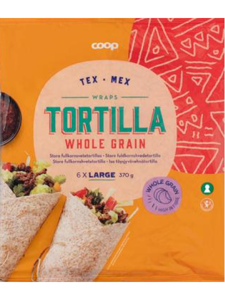 Тортильи пшеничные Coop iso täysjyvävehnätortilla 370г  6 шт