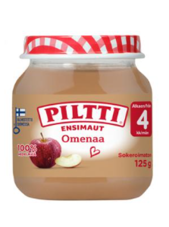Детское фруктовое пюре Piltti Ensimaut Omenaa 125г яблоко с 4 месяцев