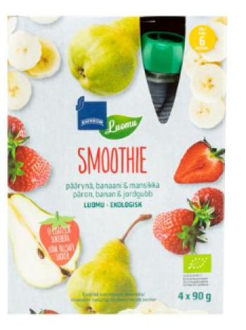 Органическое фруктовое пюре Rainbow груша, банан и клубника органический 4х90г с 6 месяцев